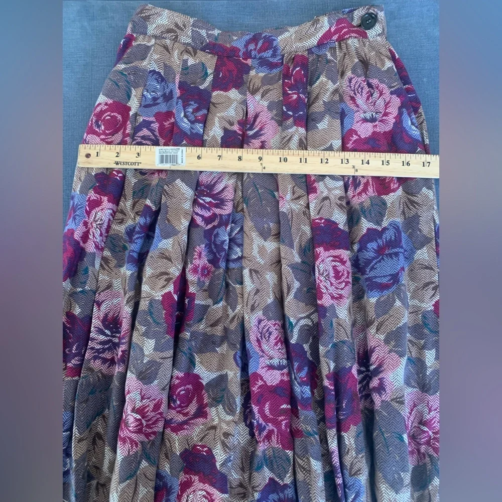 Womens Nilani VTG Floral Maxi Button Pleated Pockets  Cottage Feminine Skirt 10 - Picture 8 of 9